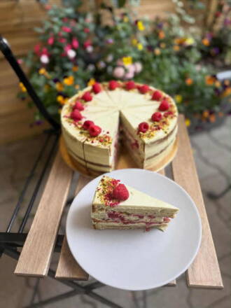 Torta pistácia malina